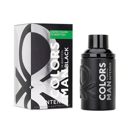 Presentación de Benetton Men's Colors Black Intenso Eau de Parfum (EDP) 3.4 oz / 100 ml