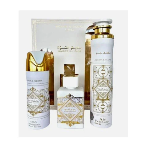 Presentación de Lattafa Badee Al Oud Honor and Glory Eau de Parfum (EDP) 3.4 oz / 100 ml Gift Set