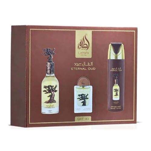 Presentación de Lattafa Eternal Oud Unisex Eau de Parfum (EDP) 3.4 oz / 100 ml