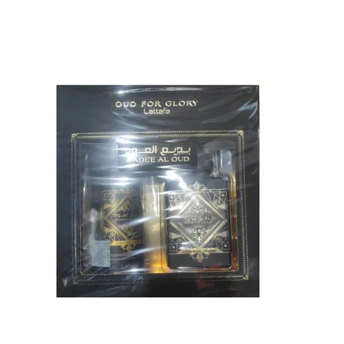 Presentación de SET LATTAFA BADEE AL OUD UNISEX ( 2 PC) 3.4 OZ/100 ML / 3.4 OZ/100 ML BODY SPRAY - EA...