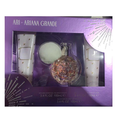 Presentación de Ariana Grande Ladies Ari Gift Set Fragrances 3Pcset Edp Spr 3.4 + 3.4 S/Gel + 3.4 Body Cr...