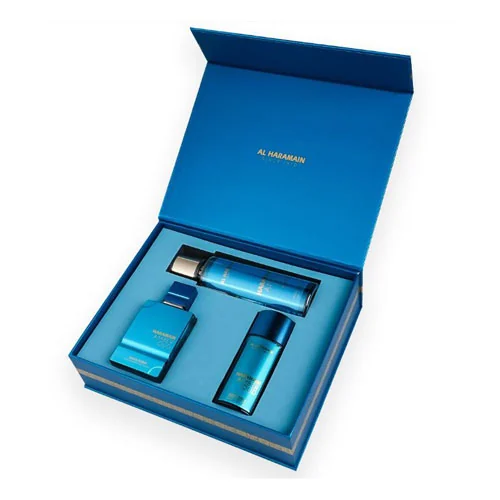 Presentación de SET AL HARAMAIN AMBER OUD AQUA DUBAI UNISEX EDITION GIFT ( 3 PC )2.5 OZ EDP SP /1.2 OZ ED...
